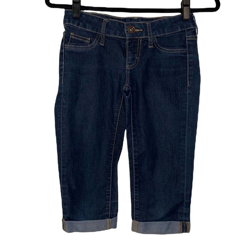 CITY Streets | Women's knee-length dark wash cuffed shorts. Size 0.